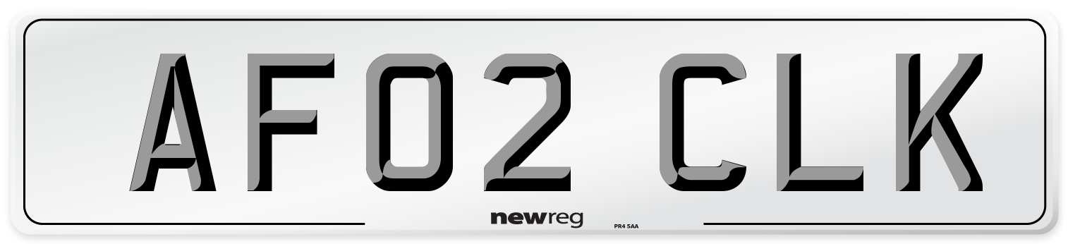 AF02 CLK Number Plate from New Reg